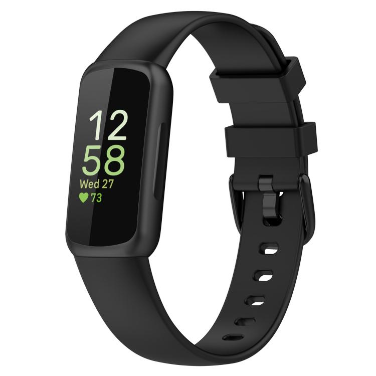 Fitbit Inspire 3 with a black silicone watch band and black tracker