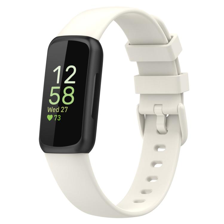 White Fitbit Inspire 3 band with a loop and multiple sizing holes