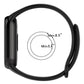 Black silicone watch band shown in a loop with a 5.6 to 8.5 inch fit range