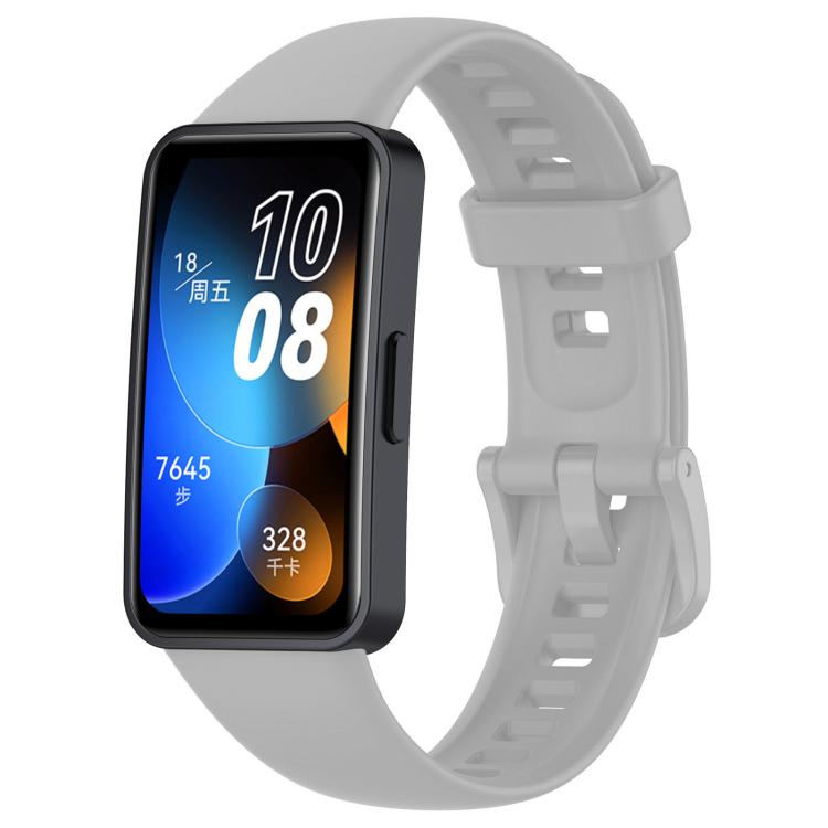Light gray silicone watch band with rectangular smartwatch