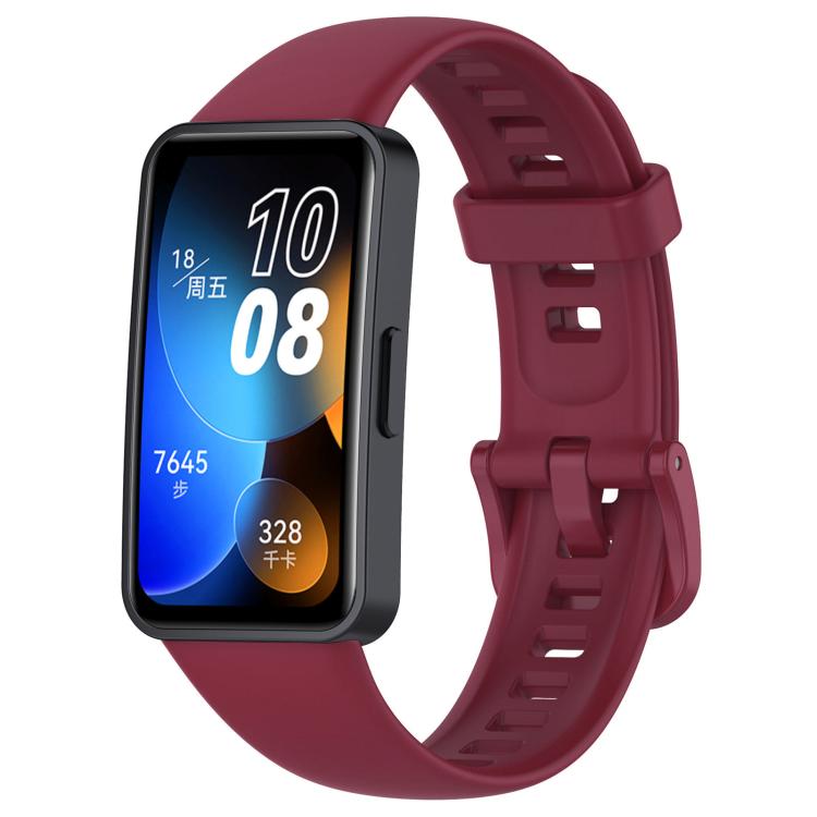 Wine red silicone watch band with rectangular smartwatch