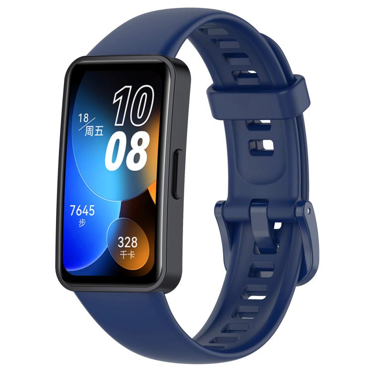 Dark blue silicone watch band with rectangular smartwatch