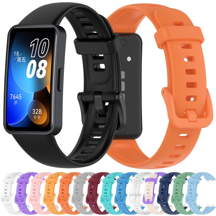 Silicone watch bands in black and orange, with color options shown