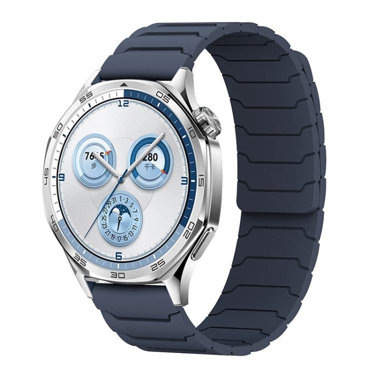 Midnight blue silicone magnetic watch band with segmented links