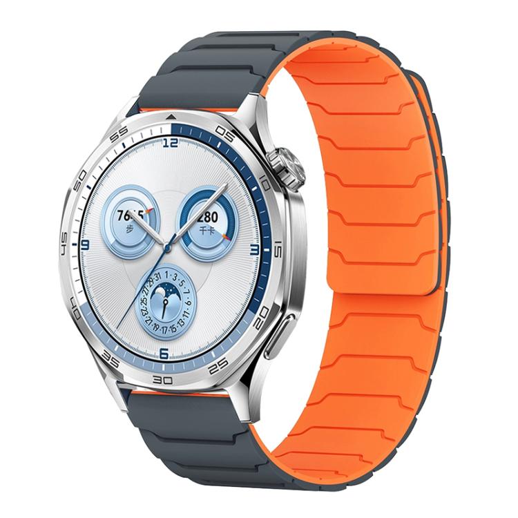 xDfind magnetic silicone watch band in dark gray with a bright orange underside
