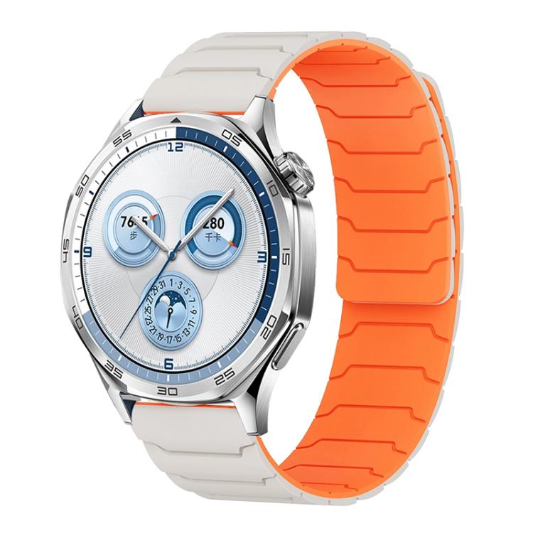 xDfind magnetic silicone watch band in off-white with a bright orange underside