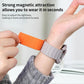 xDfind two-tone orange and light gray silicone watch band worn on a wrist