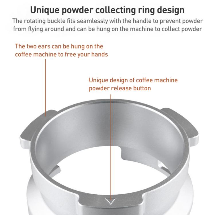 Powder collecting ring with handle-fit design and side ears, silver metal