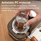Transparent anti-static coffee dosing cup attached to grinder hopper, open top