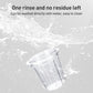 Clear plastic coffee dosing cup shown during rinse, easy-to-clean container