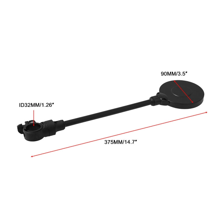 Two round rearview mirrors with long adjustable arms, showing size proportions