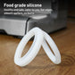 Pair of white silicone brewing head seal rings, smooth flat-edged design