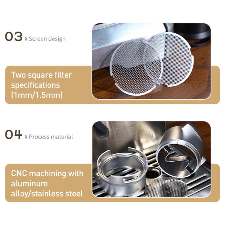 Rotary dosing cup feeder filter screen and metal mesh insert pieces