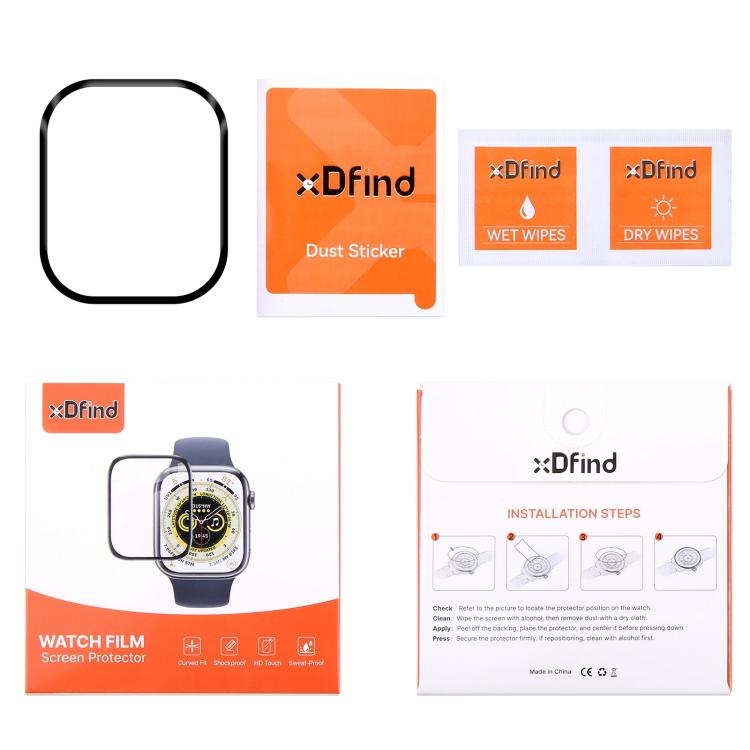 Watch screen protector kit with wipes, dust sticker, and packaging