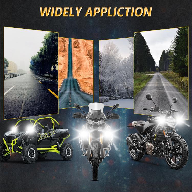 Dual-lens LED motorcycle spotlights for wide application on various vehicles
