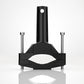 Black spotlight fixing bracket with top post and two threaded mounting bolts