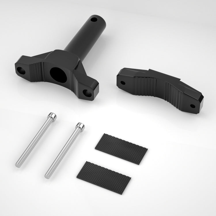 Black spotlight mounting bracket kit with bolts and two rubber pads