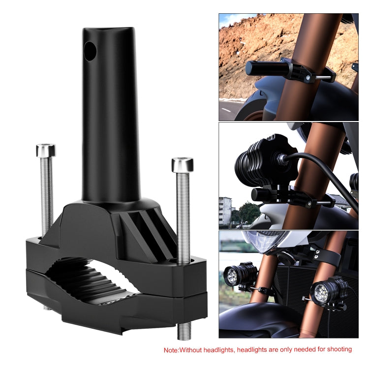 Black spotlight fixing bracket with top post and two silver threaded bolts