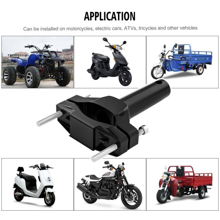 Black spotlight mounting bracket with U-clamp and two silver threaded rods