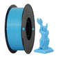 Blue PETG filament spool 1.75mm with sample figurine print