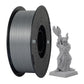 Light gray PETG filament spool 1.75mm with sample figurine print
