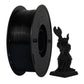 Black PETG filament spool 1.75mm with a matching black 3D-printed figurine