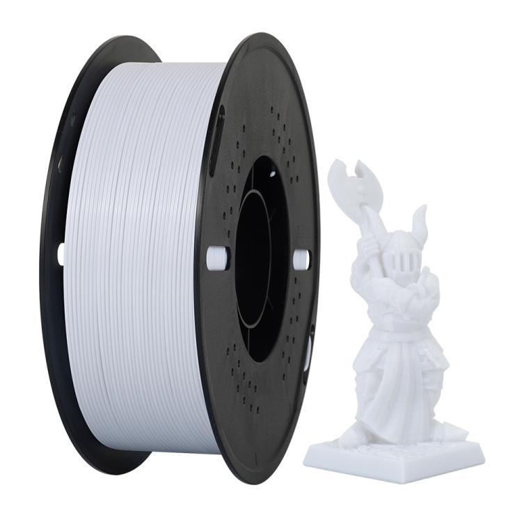 White PETG filament spool 1.75mm with a matching white 3D-printed figurine