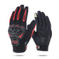 Motorcycle riding anti-slip full-finger gloves, black with red protective plate