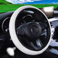 White textured steering wheel cover with elastic anti-slip grip for steering wheels