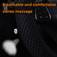 Close-up of black breathable mesh steering wheel cover texture and elastic edge