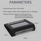 Solar car purifier, black device with solar panel and vented air outlet, size shown