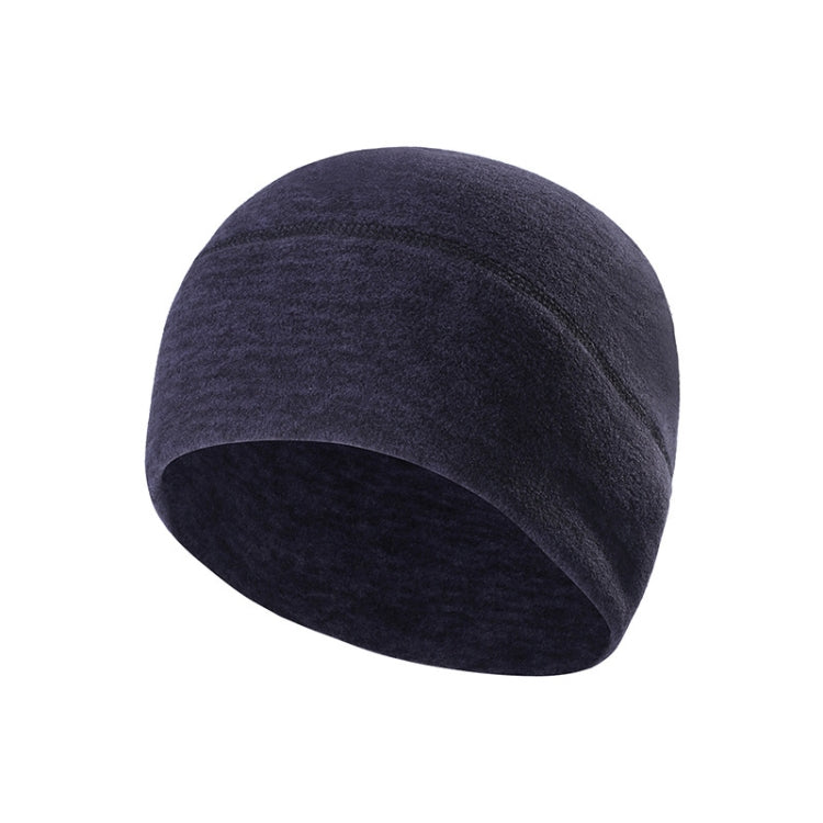 Dark heather fleece beanie hat with wide folded cuff
