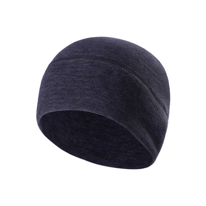 Dark heather fleece beanie hat with wide folded cuff