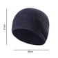 Dark heather fleece beanie hat with wide folded cuff, side view