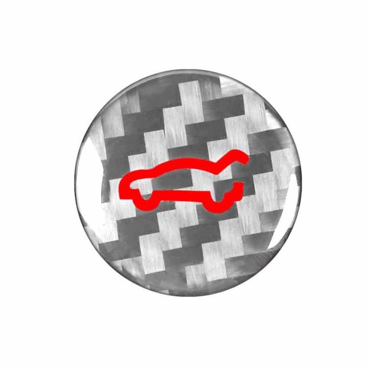 Tesla trunk button carbon-fiber decorative sticker, silver weave with red emblem