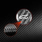 Tesla trunk button carbon-fiber decorative sticker, black carbon pattern with red emblem