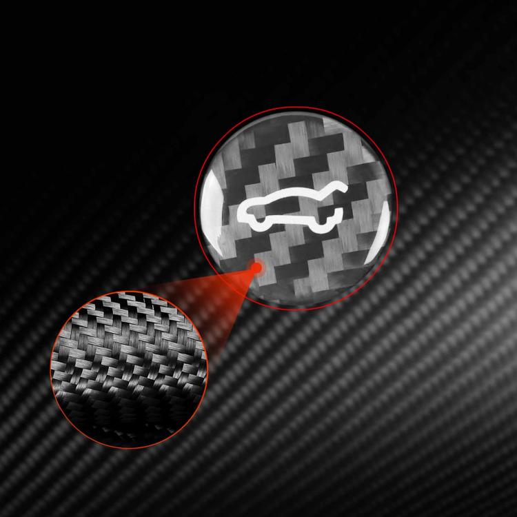 Tesla trunk button carbon-fiber decorative sticker, black carbon pattern with red emblem