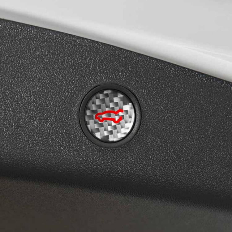 Tesla trunk button carbon-fiber decorative sticker, black carbon pattern with red emblem