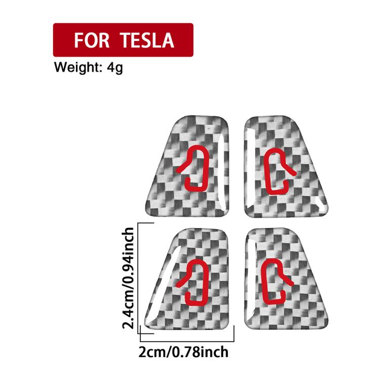 Set of 4 carbon fiber checkered door switch stickers with red button symbols