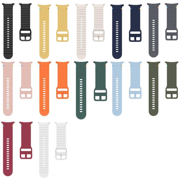 Silicone watch band color options shown as separate adjustable strap pairs