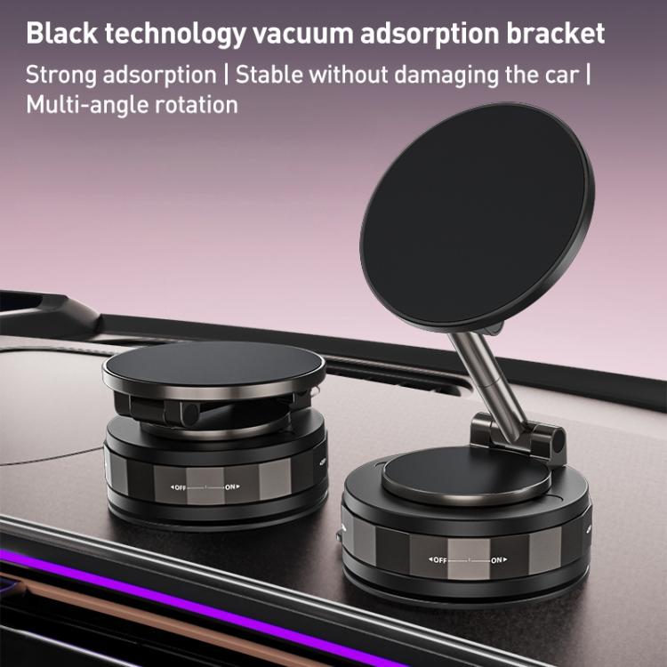 Black vacuum phone holder with rotating disc head and stand
