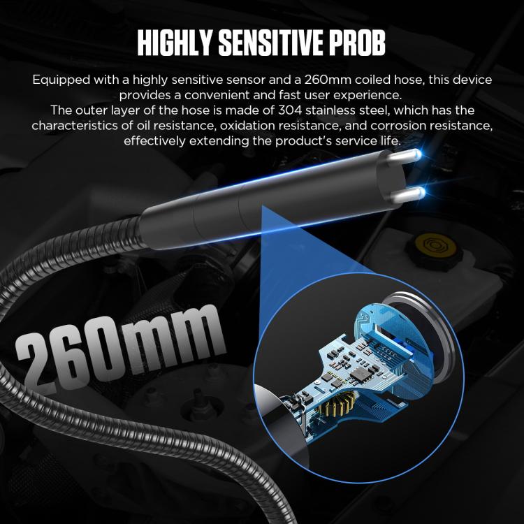 Brake fluid tester with 260mm coiled hose probe and stainless steel tip