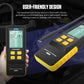 Handheld brake fluid tester with silicone grip, yellow side accents, and keypad