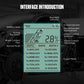 LCD interface for brake fluid water content, battery level, and mode indicators