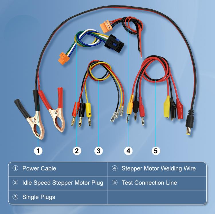 QDB-3A wiring harness kit with power leads, stepper plugs, and test connection lines