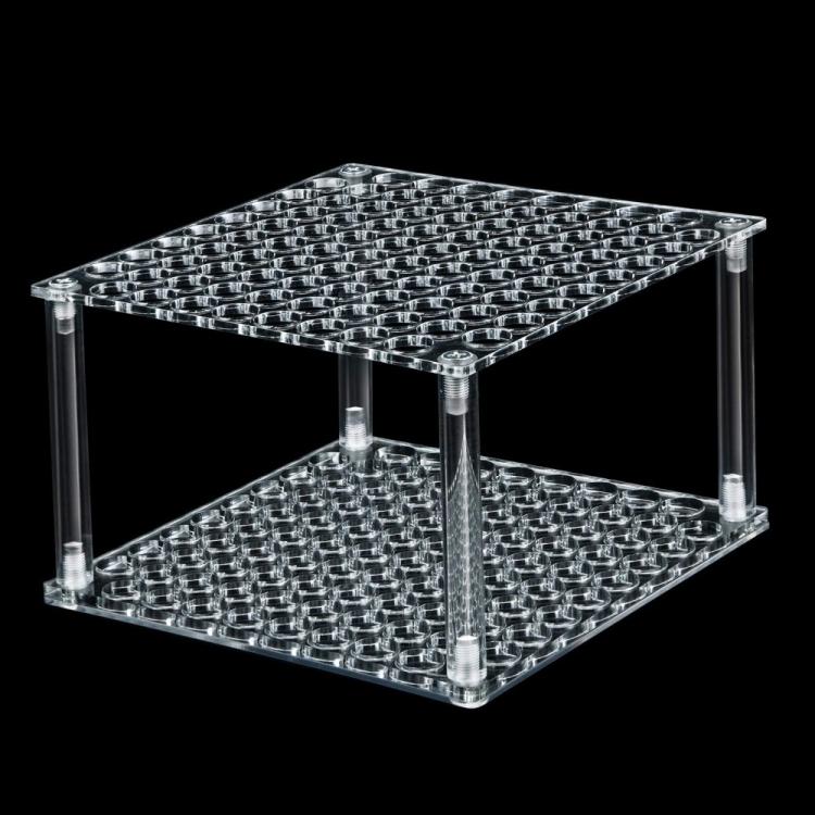 Transparent 96-hole acrylic brush/pencil stand, clear two-tier tube holder