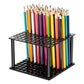 Black 96-hole acrylic brush/pencil stand with colorful pencils in holes