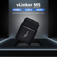 Black Bluetooth OBD2 car scanner angled view on a display stand