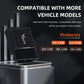Black OBD2 Bluetooth scanner tilted beside a silver metal docking base