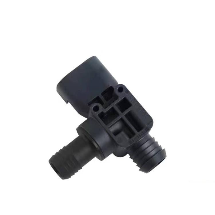Brake fluid pressure sensor, black housing with outlet and electrical connector pins